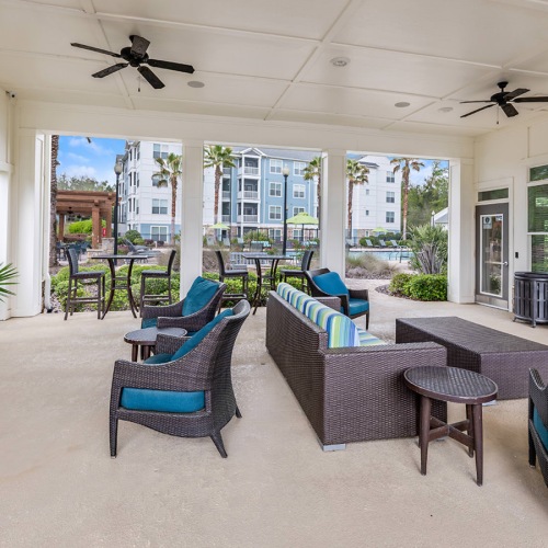 covered patio with fireplace
