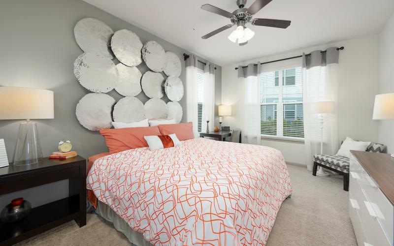 spacious bedroom with window